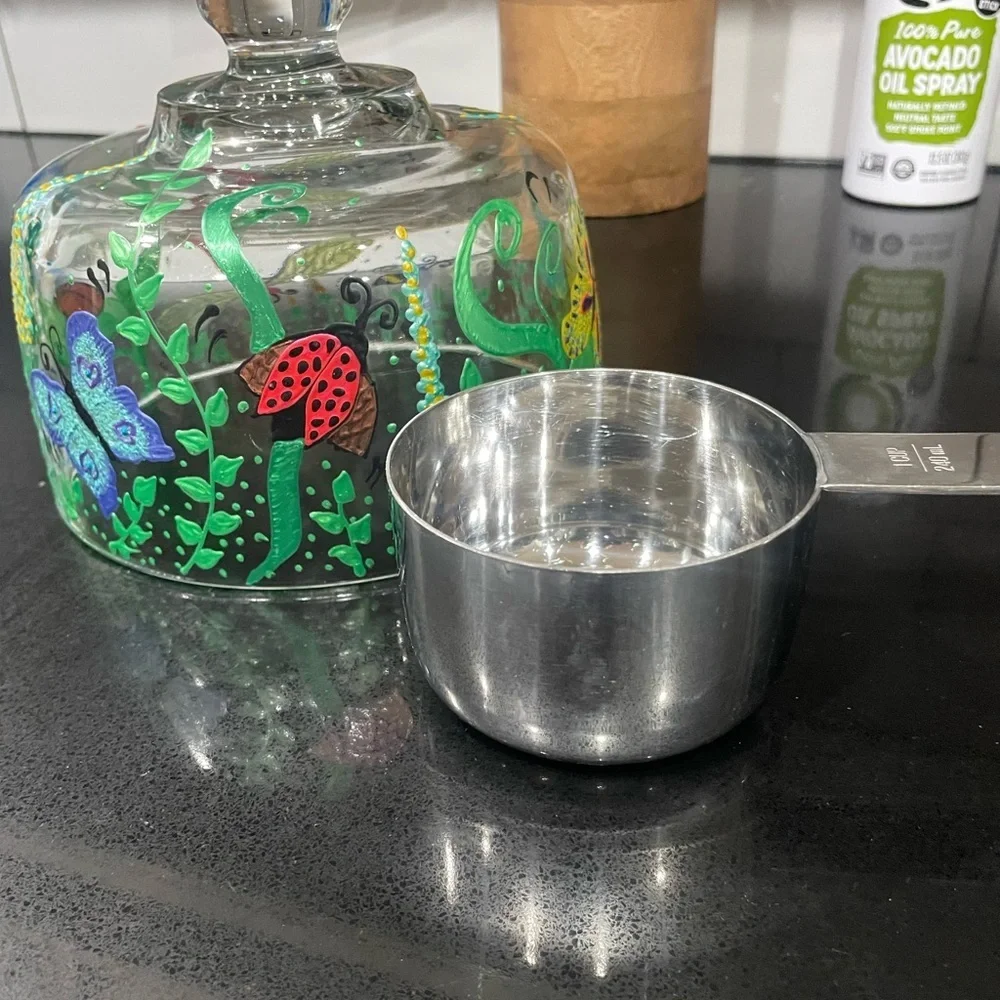 Hand-Painted Glass Cloche with Butterfly and Ladybug Accents